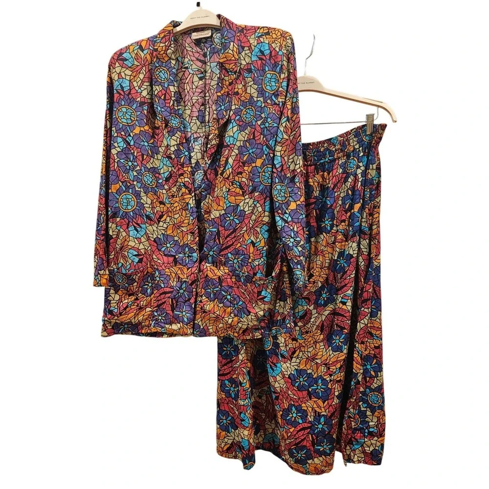 Michael Cherbrook Vintage Jacket Skirt Mosaic Fresh Prince XL Art to Wear Y2K